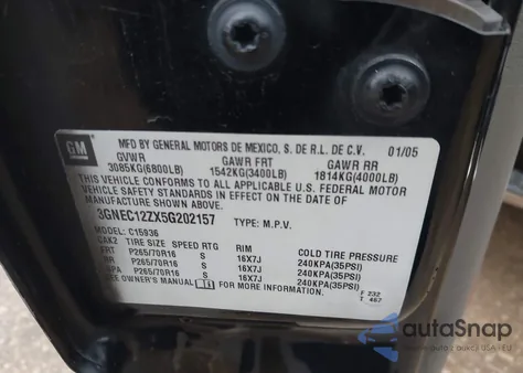 2005 Chevrolet Avalanche 1500 Ls z USA, uszkodzony, nr VIN 3GNEC12ZX5G202157